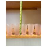Pink Frosted Glass Tumblers - 1 Tall & 6 Short (7-Piece Set)