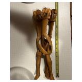 Wooden Sculpture - Three Intertwined Arms Knot, 11 in Tall