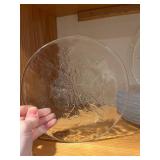 Kosta Boda Clear Glass Plate with Floral Engraving - 11 in Dia