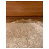 Kosta Boda Clear Glass Plate with Floral Engraving - 11 in Dia