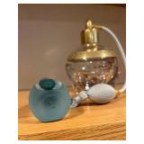 Moser Czech Lead-Free Perfume Bottle w/ Atomizer, Turquoise Glass Bottle & Tassel (Lot of 3)