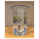 Kosta Sweden Sea Glass Bank Hand-Painted Vase - 7 in Tall, Clear Art Glass