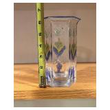 Kosta Sweden Sea Glass Bank Hand-Painted Vase - 7 in Tall, Clear Art Glass
