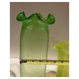 Emerald Green Glass Decanter & Pitcher - 12-Inch Tall Bottle with Sculpted Rim