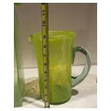 Emerald Green Glass Decanter & Pitcher - 12-Inch Tall Bottle with Sculpted Rim