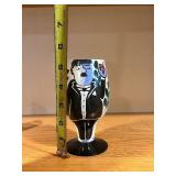 Hand-Painted Glass Goblets with Portrait Figures - 3-Piece Set