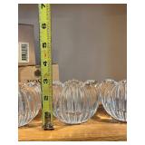 Kosta Boda Winter Garden Clear Ribbed Glass Apple Candle Holders - Set of 4