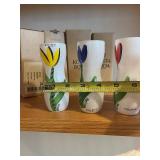 Kosta Boda Tulip Vases - Hand Painted White Glass (Lot of 4)