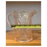 Pink Glass Pitcher With Floral Embossed Pattern And 4 Matching Tumblers - 5-Piece Set