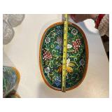 F.C. Deruta Majolica Grape-Vine Ceramic 4-Piece Set - Decanter, Tray & Lidded Jars