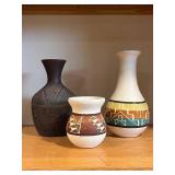 Sioux Pottery Vases - 3-Piece Native American Handcrafted Set