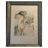 Original French Poster - Paris Street Scene with Woman and Child, Framed