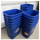 MSRP $500 – 18 Desk Recycling Containers, Tough Guy Model 4UAU4, 3-1/2 Gallon Blue Recycling Bins, Durable Plastic, Made in USA, Office, School & Facility Use - Like New Condition