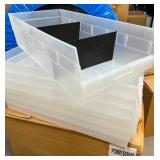 MSRP $1,800 – 10 NEW Cases (Each Case Has 6 Bins) Stackable Storage Bins, Quantum Clear Plastic Parts Bins, Heavy-Duty Organization for Warehouse, Shop & Industrial Use - Some Cases Include Blac