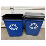 Lot Of Wastebaskets & Recycle Containers