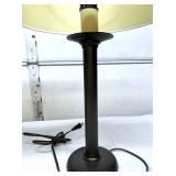 Pair Of Bronze Tone Heavy Desk Lamps - Excellent Working Condition However Shades Need To Be Replaced 18" Tall With Finials