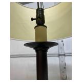 Pair Of Bronze Tone Heavy Desk Lamps - Excellent Working Condition However Shades Need To Be Replaced 18" Tall With Finials