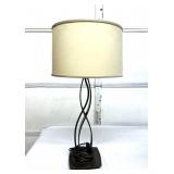 Bronze Tone Heavy Sculptural Desk Lamp - Excellent Working Condition However Shade Need To Be Replaced 20" Tall With Finial