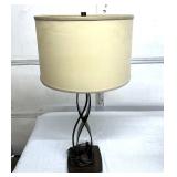 Bronze Tone Heavy Sculptural Desk Lamp - Excellent Working Condition However Shade Need To Be Replaced 20" Tall With Finial