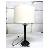 Bronze Tone Heavy Desk Lamp - Excellent Working Condition However Shade Need To Be Replaced 18" Tall With Finial