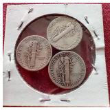 (3) 1935 Mercury Dimes - P/D/S