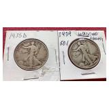 (2) Walking Liberty Half Dollars