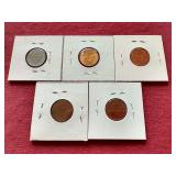 (5) Wheat Pennies - Steel & Some Uncirculated