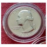 (5) 1950s & 60s Silver Proof Washington Quarters