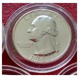 (5) 1950s & 60s Silver Proof Washington Quarters