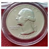 (5) 1950s & 60s Silver Proof Washington Quarters