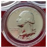 (5) 1950s & 60s Silver Proof Washington Quarters