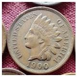 (11) Indian Pennies - 1900 Full Liberty!