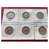(6) Washington Silver Quarters