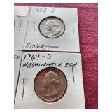 (6) Washington Silver Quarters