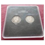 (2) Barber Half Dollars in Case