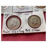 (5) 40% Silver Kennedy Half Dollars