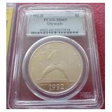 1992-D Olympic Commemorative Silver Dollar With Nolan Ryan Model Card