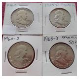(4) Franklin Half Dollars