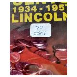 Wheat Penny Folder With 70 Coins - 1934-1957