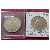 (2) 1982 Washington Commemorative Silver Half Dollars