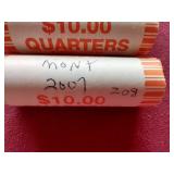 (2) State Quarter $10 Rolls - N.D. & Montana