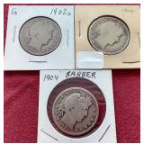 (3) Barber Half Dollars