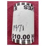 1971 $10 Kennedy Half Dollar Roll