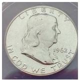 1962 Franklin Half Dollar - ANACS PF64