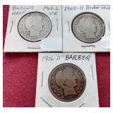 (3) Barber Half Dollars
