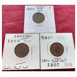 (3) Indian Pennies - Including 1864