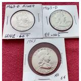 (3) Franklin Half Dollars