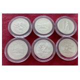 (6) Silver Proof America the Beautiful Quarters