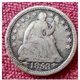 1853 Liberty Seated Half Dime - Arrows at Date