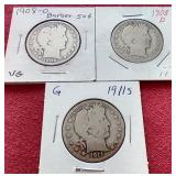 (3) Barber Half Dollars